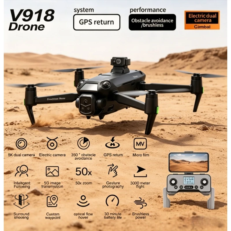 RC Quadcopter with LCD Screen Remote Control V918 Max RG806MAX Drone Laser Obstacle Avoidance 8K GPS Professional Camera FPV
RC Quadcopter with LCD Screen Remote Control V918 Max RG806MAX Drone Laser Obstacle Avoidance 8K GPS Professional Camera FPV