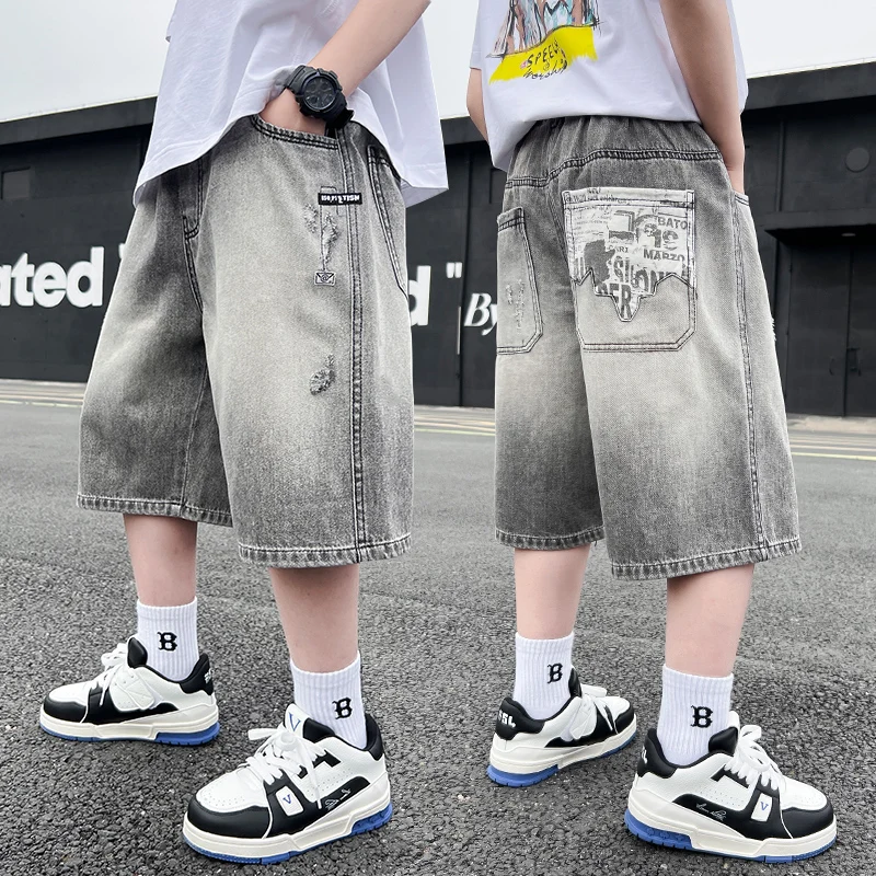 Elegant Summer Kids Gradient Gray Denim Shorts for Boys Luxury Bottoms Children Casual Ripped Jeans Capris Shorts 5 7 9 11 13 14
Elegant Summer Kids Gradient Gray Denim Shorts for Boys Luxury Bottoms Children Casual Ripped Jeans Capris Shorts 5 7 9 11 13 14