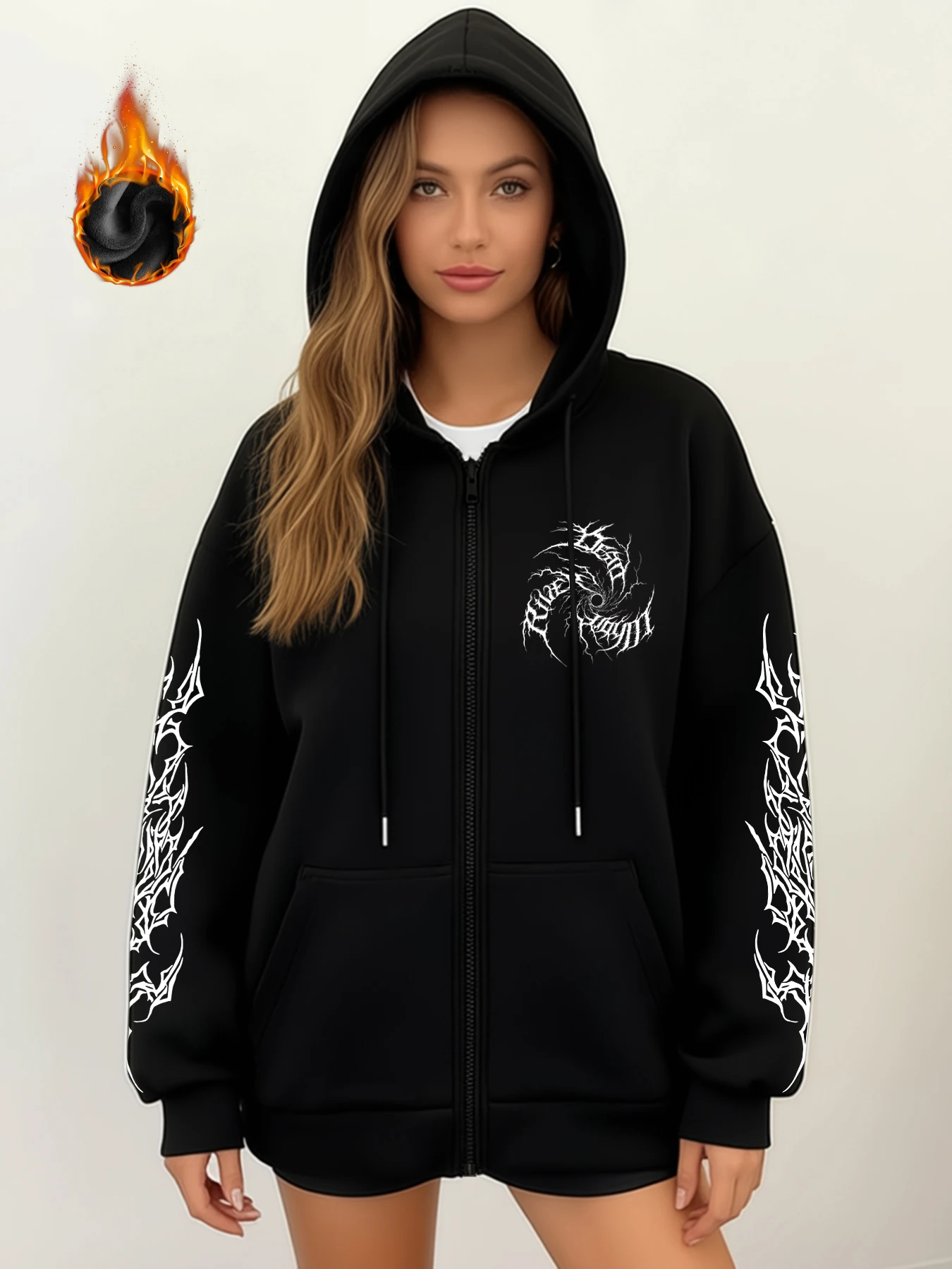 Winter Y2k Gothic print thick heavy velvet black hooded zipper jacket slim temperament women's jacket casual lazy commuter style
Winter Y2k Gothic print thick heavy velvet black hooded zipper jacket slim temperament women's jacket casual lazy commuter style