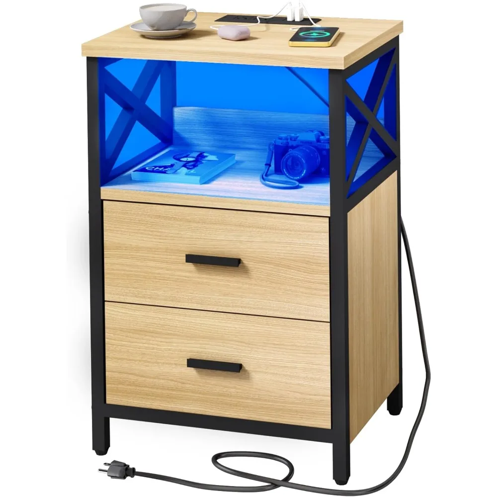 LED Nightstand with Charging Station, Side Table with USB Ports and Outlets, End Table for Small Spaces
LED Nightstand with Charging Station, Side Table with USB Ports and Outlets, End Table for Small Spaces