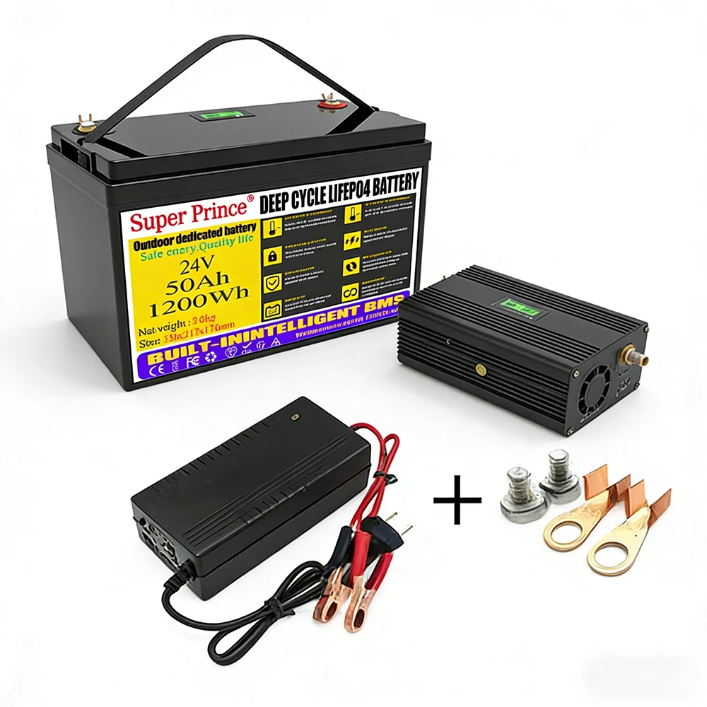 24V 100Wh 50Ah LiFePO4 Lithium Battery, Built-in 200A BMS, Rechargeable Battery, for RV/Camper, Solar, Marine, Overland/V
24V 100Wh 50Ah LiFePO4 Lithium Battery, Built-in 200A BMS, Rechargeable Battery, for RV/Camper, Solar, Marine, Overland/V