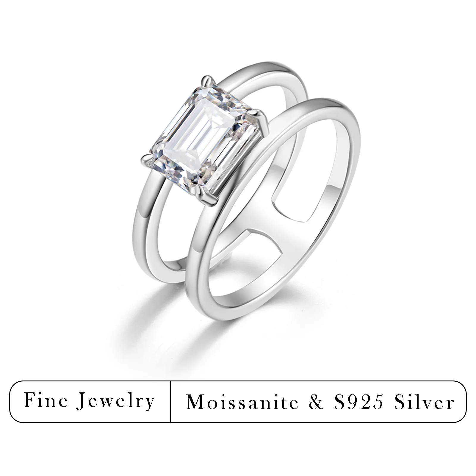 2 CTW Emerald Cut Moissanite Ring 925 Sterling Silver Double Band Engagement Ring D Color VVS1 Bridal Band for Women
2 CTW Emerald Cut Moissanite Ring 925 Sterling Silver Double Band Engagement Ring D Color VVS1 Bridal Band for Women