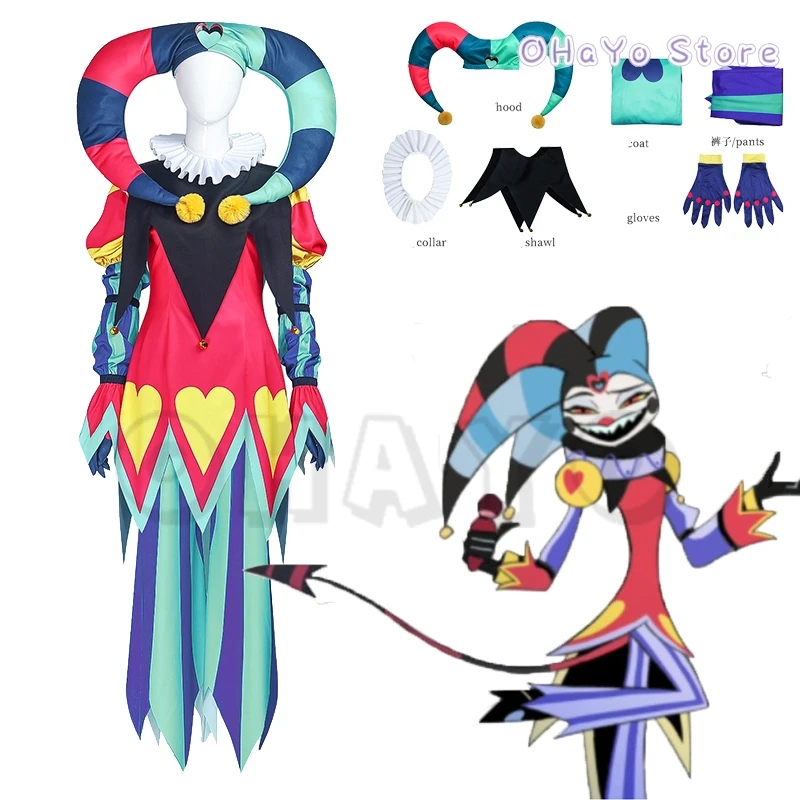 Helluva Hat Boss Fizzarolli Cosplay Costume Halloween Fancy Clown Outfit Party Unisex Hasbin Suit Fezz Tail Carnaval FullSet
Helluva Hat Boss Fizzarolli Cosplay Costume Halloween Fancy Clown Outfit Party Unisex Hasbin Suit Fezz Tail Carnaval FullSet