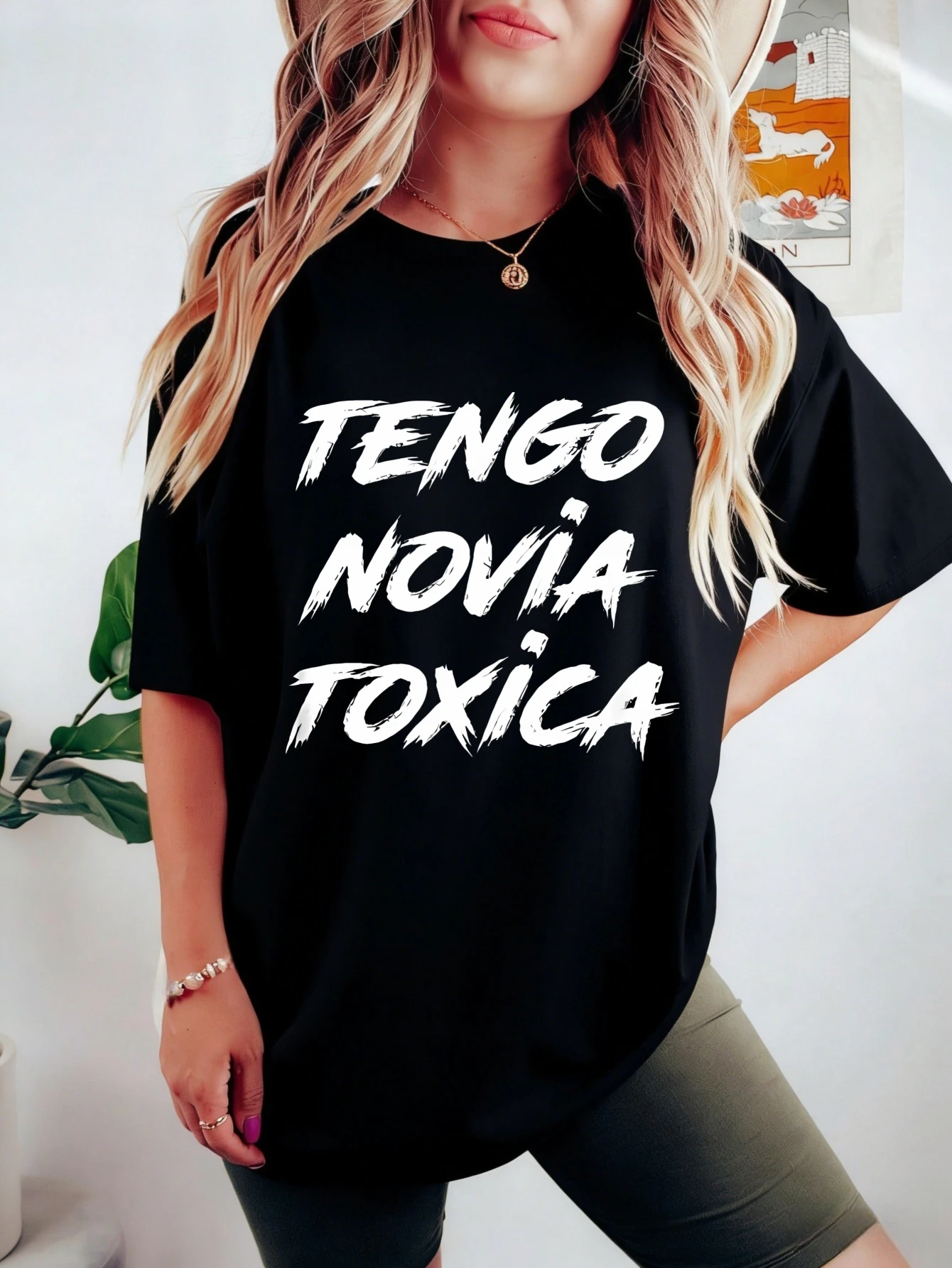 Womens T Shirts TENGO NOVIA TOXICA Funny Printed Cotton Oversized Short Sleeve Summer Casual T Shirt for Women Gift
Womens T Shirts TENGO NOVIA TOXICA Funny Printed Cotton Oversized Short Sleeve Summer Casual T Shirt for Women Gift
