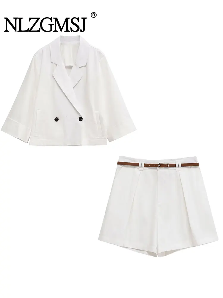 Лето 2025 г., повседневные шикарные женские костюмы, рубашка с коротким рукавом и отложным воротником, широкие шорты, новые модные костюмы 
Лето 2025 г., повседневные шикарные женские костюмы, рубашка с коротким рукавом и отложным воротником, широкие шорты, новые модные костюмы