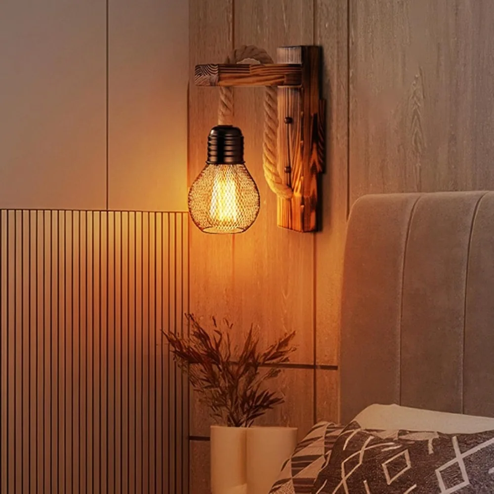 JOYINLED Hemp Rope Retro Wood Wall Lamp E27 Socket for Bar Loft Corridor Aisle American Decorative Wall Light Fixture Sconce
JOYINLED Hemp Rope Retro Wood Wall Lamp E27 Socket for Bar Loft Corridor Aisle American Decorative Wall Light Fixture Sconce