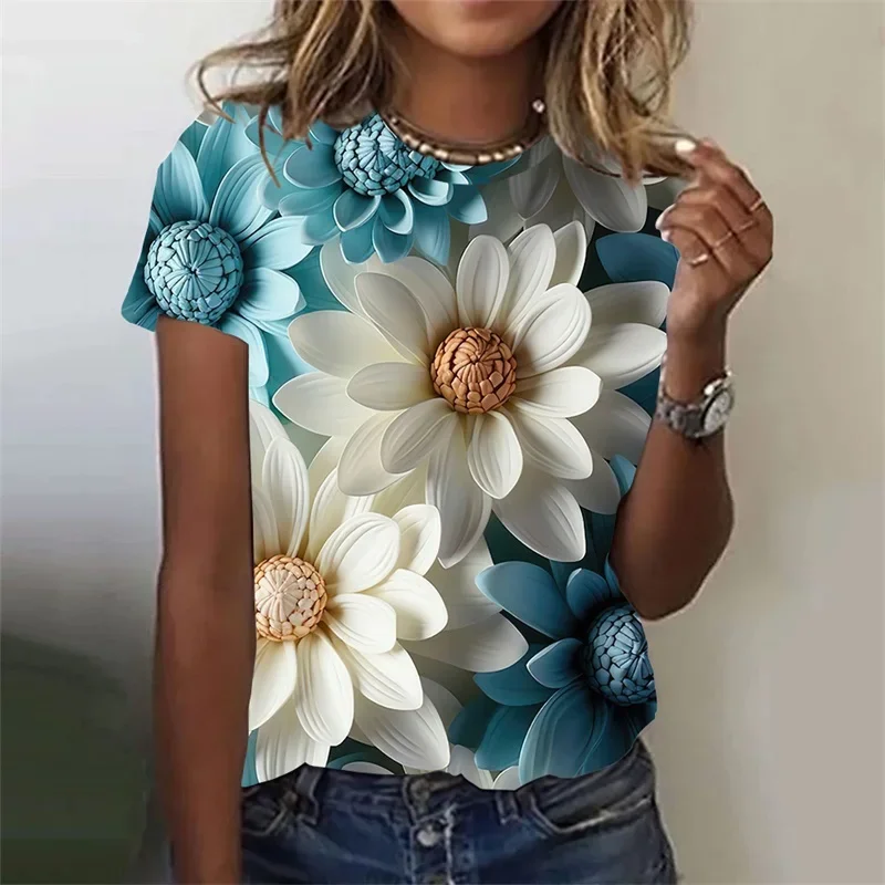 Fashion 3D Floral Print T Shirt For Women High Quality Summer Short Sleeve Tees Casual O-neck Loose Short Sleeve Kawaii Girl Top
Fashion 3D Floral Print T Shirt For Women High Quality Summer Short Sleeve Tees Casual O-neck Loose Short Sleeve Kawaii Girl Top