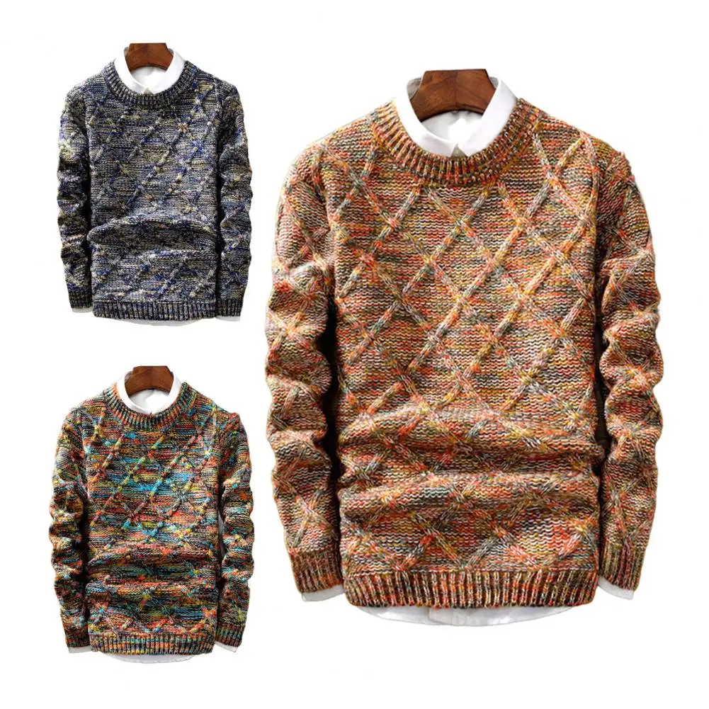 Cotton Sweater Men Rhombus Texture Pullovers Outwear Man Round Neck Male Sweaters Fashion Loose Fit Knitting Cloth Korean Warm
Cotton Sweater Men Rhombus Texture Pullovers Outwear Man Round Neck Male Sweaters Fashion Loose Fit Knitting Cloth Korean Warm