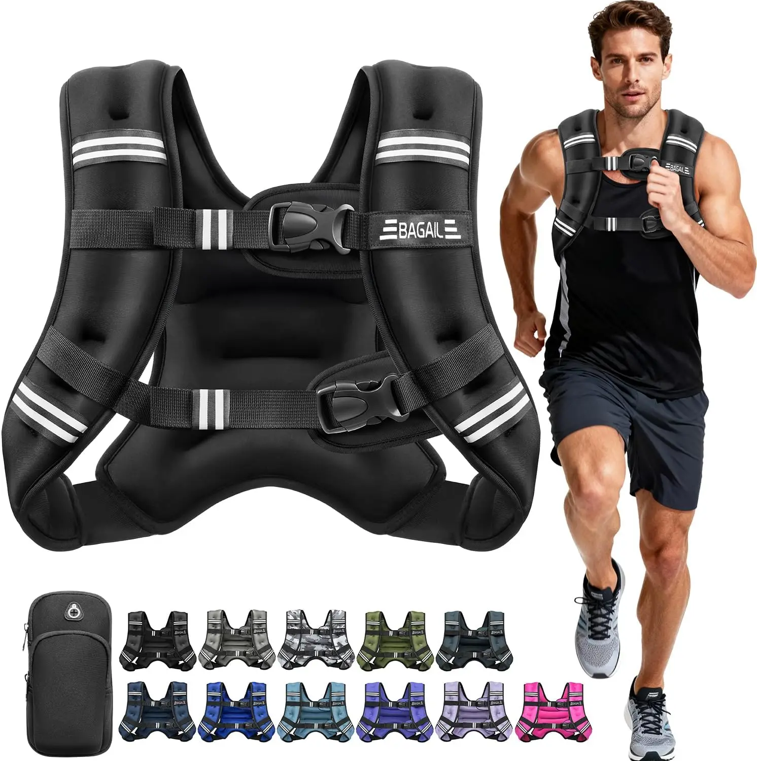 Weighted Vest for Women, Even Weight Distribution, No-Chafe, Reflective Stripes, Detachable Phone Pouch (5-30lbs)
Weighted Vest for Women, Even Weight Distribution, No-Chafe, Reflective Stripes, Detachable Phone Pouch (5-30lbs)