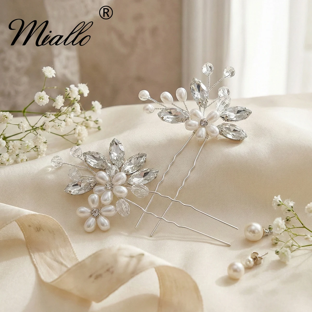 Miallo, 2 шт./компл., романтический свадебный набор заколок для волос с цветочным узором, мерцающие кристаллы, имитация жемчуга, элегантные свадебные аксессуары для женщин
Miallo, 2 шт./компл., романтический свадебный набор заколок для волос с цветочным узором, мерцающие кристаллы, имитация жемчуга, элегантные свадебные аксессуары для женщин