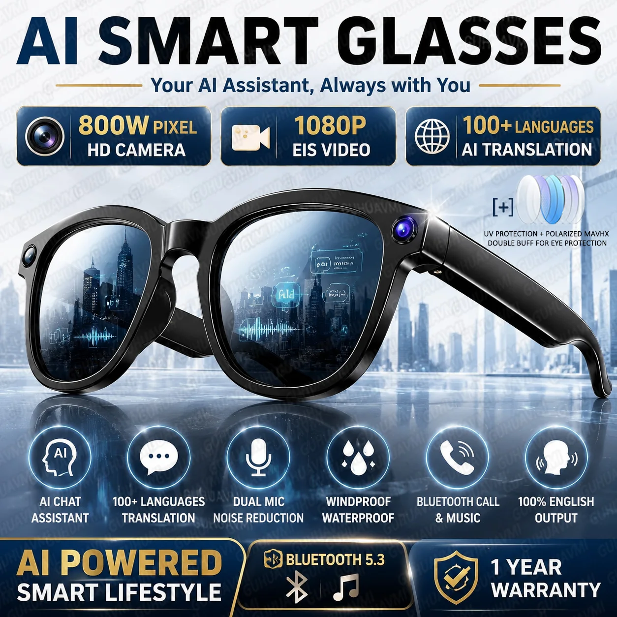 2026 New 8MP 4K Camera AI Glasses Men Photo&Video Caputure 16GB Memory 130+Translation Glasses Waterproof Smart Sunglasses Women
2026 New 8MP 4K Camera AI Glasses Men Photo&Video Caputure 16GB Memory 130+Translation Glasses Waterproof Smart Sunglasses Women