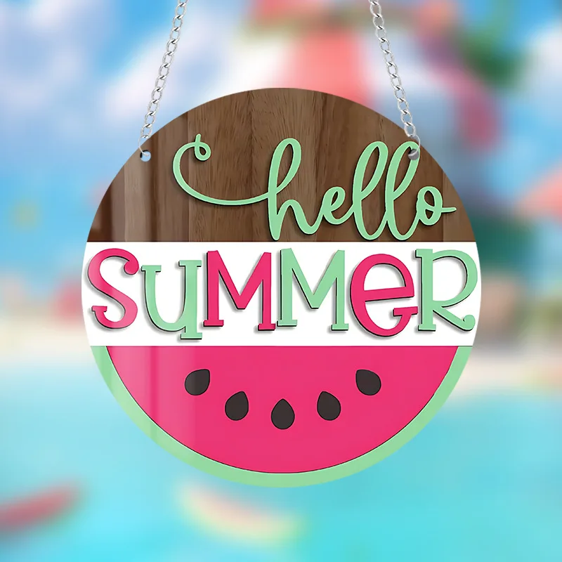 Hello summer watermelon disc pendant wall porch window decoration home decoration with chain
Hello summer watermelon disc pendant wall porch window decoration home decoration with chain