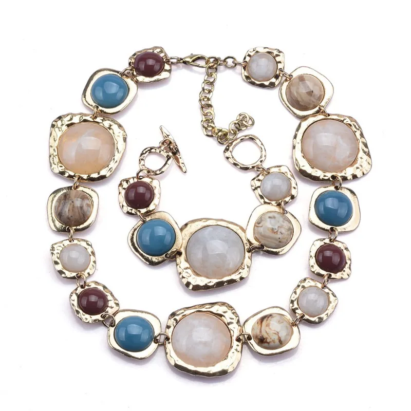 Vintage Irregular Stone Necklace Bracelet Set, Niche Punk Design Personality Trendy Fashion Jewelry Accessories
Vintage Irregular Stone Necklace Bracelet Set, Niche Punk Design Personality Trendy Fashion Jewelry Accessories