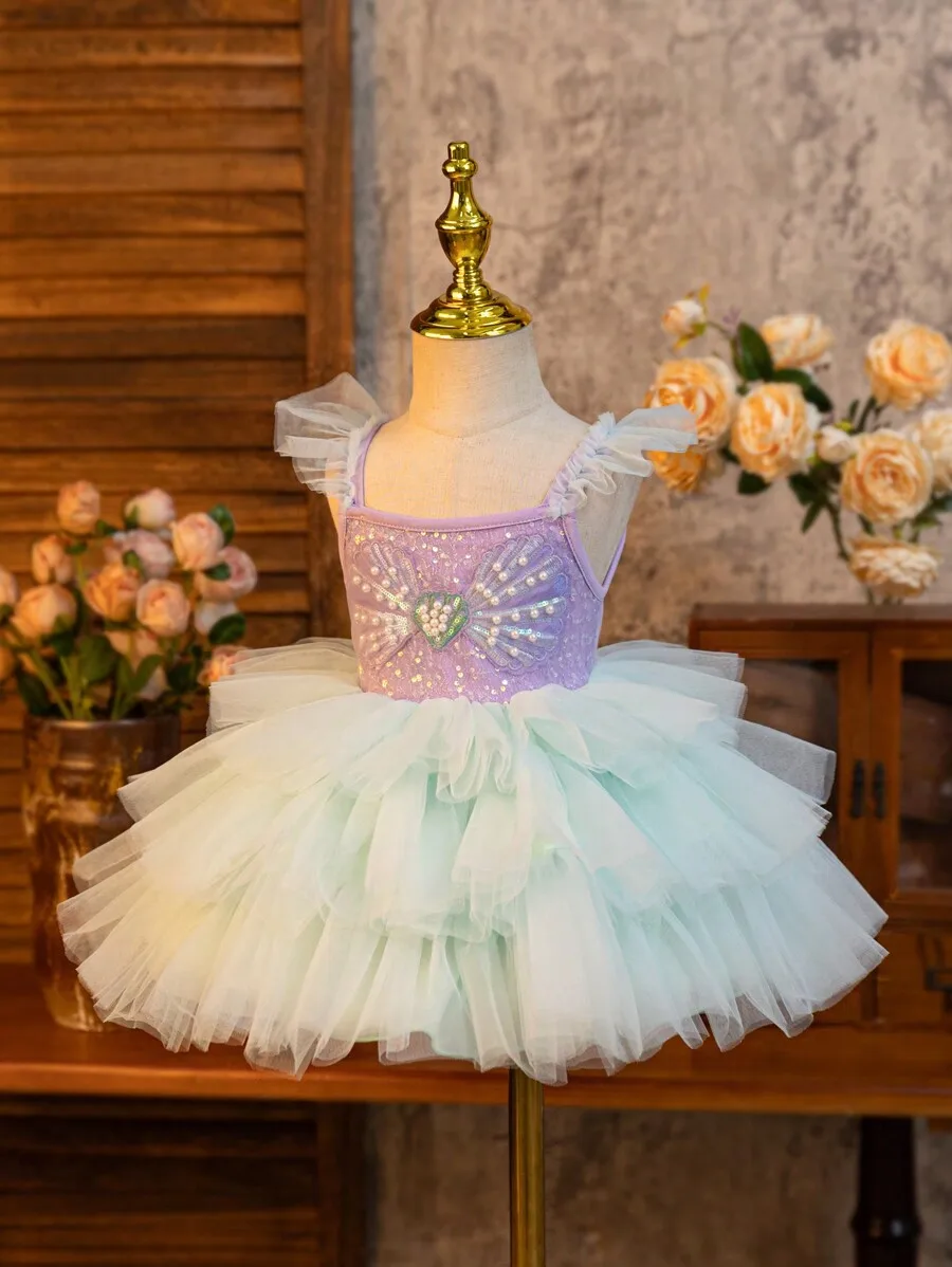 Purple And Sage Green Tulle Ball Gown With Sequins Pearls Ruffles Sleeveless Evening Dress
Purple And Sage Green Tulle Ball Gown With Sequins Pearls Ruffles Sleeveless Evening Dress