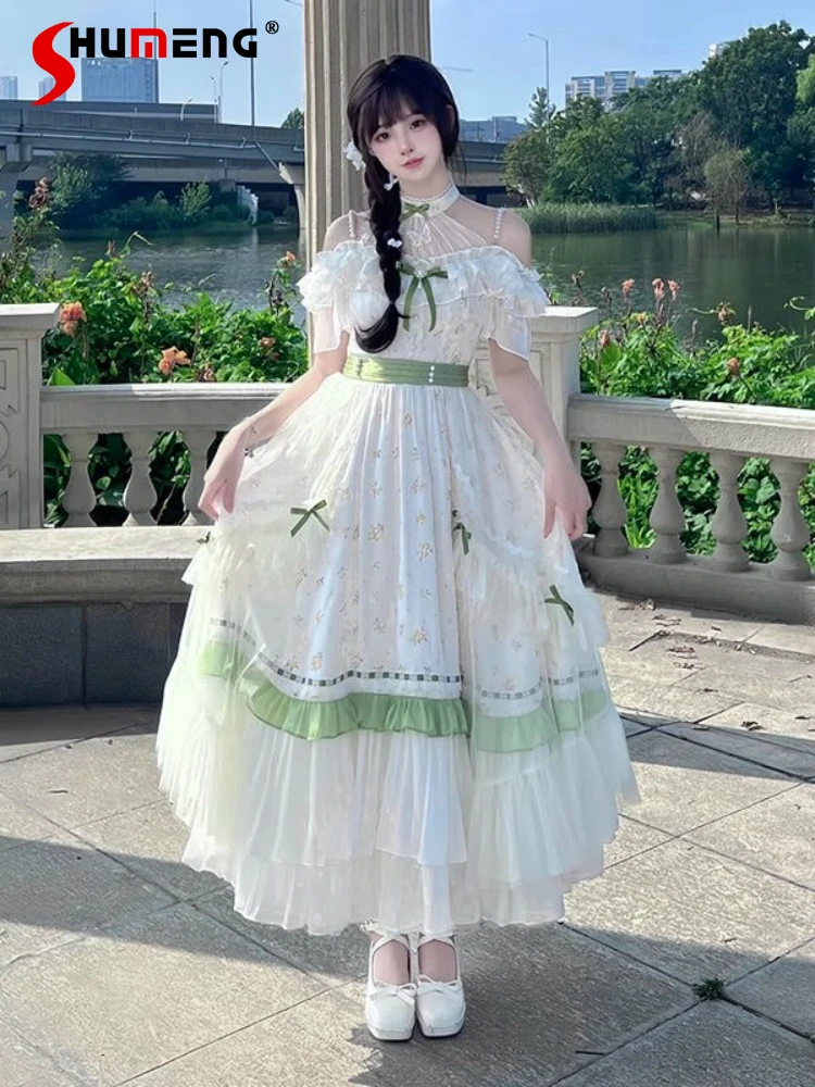 Original Vintage Lolita OP Dress Women's Sweet Bow Ruffles Off Shoulder Floral Long Dresses Girls Elegant Princess Party Dress
Original Vintage Lolita OP Dress Women's Sweet Bow Ruffles Off Shoulder Floral Long Dresses Girls Elegant Princess Party Dress