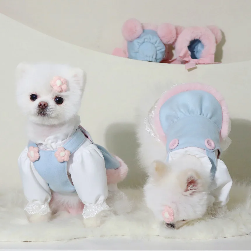 Pet Clothes Wool Pink Rabbit Suspender Skirt Puppy Clothes Suit Autumn and Winter Warm Suit Plush Edge Bear Hat Cute Dog Skirt
Pet Clothes Wool Pink Rabbit Suspender Skirt Puppy Clothes Suit Autumn and Winter Warm Suit Plush Edge Bear Hat Cute Dog Skirt