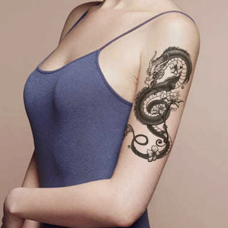 Temporary Tattoo Stickers Black Dragon King Flowers Vine Totem Fake Tattoos Waterproof Tatoos Legs Arm Large Size for Women Men
Temporary Tattoo Stickers Black Dragon King Flowers Vine Totem Fake Tattoos Waterproof Tatoos Legs Arm Large Size for Women Men