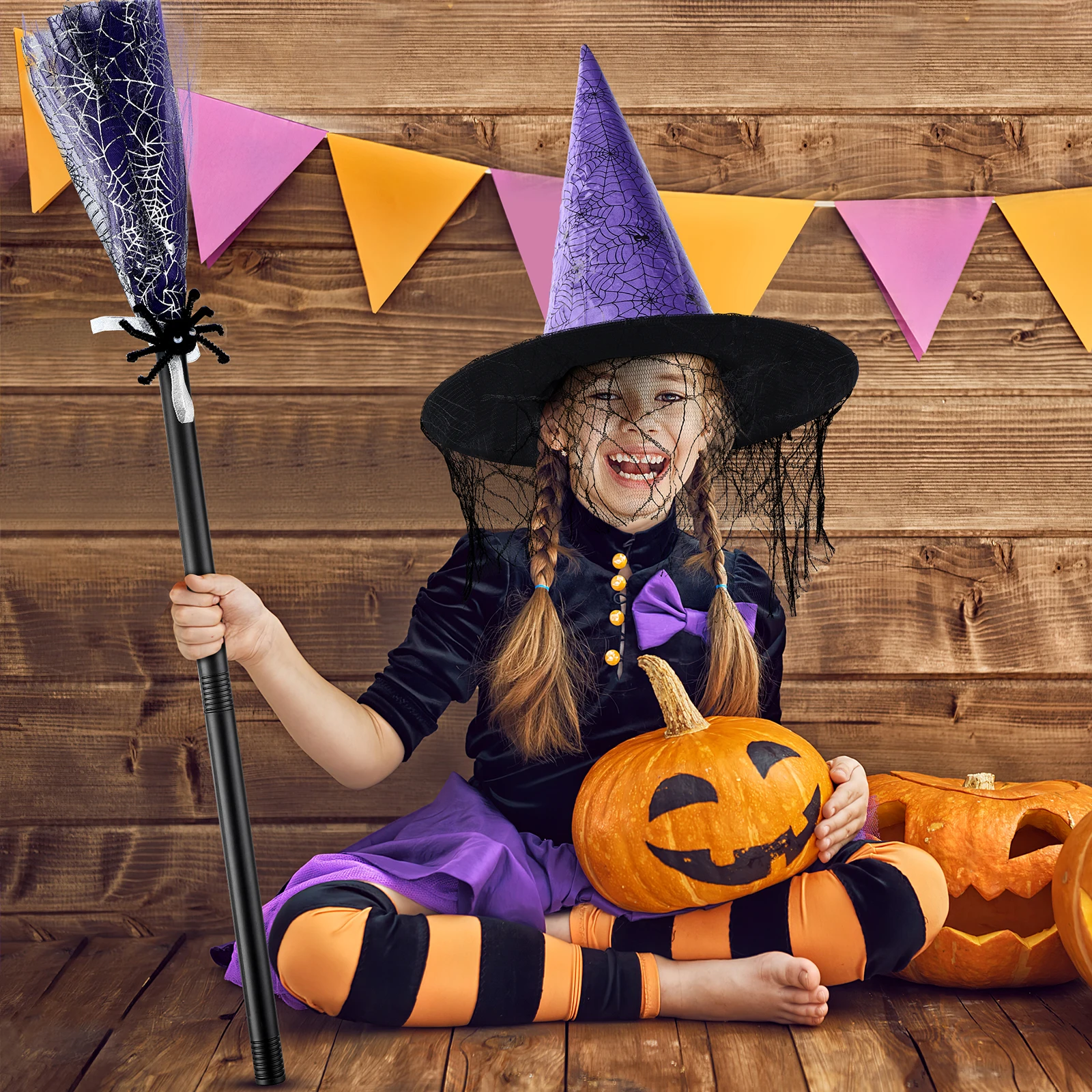 Purple Broomsticks Halloween Witch Hats Decorations Party Favors Women Non Woven Spider Web Patterns Costumes
Purple Broomsticks Halloween Witch Hats Decorations Party Favors Women Non Woven Spider Web Patterns Costumes