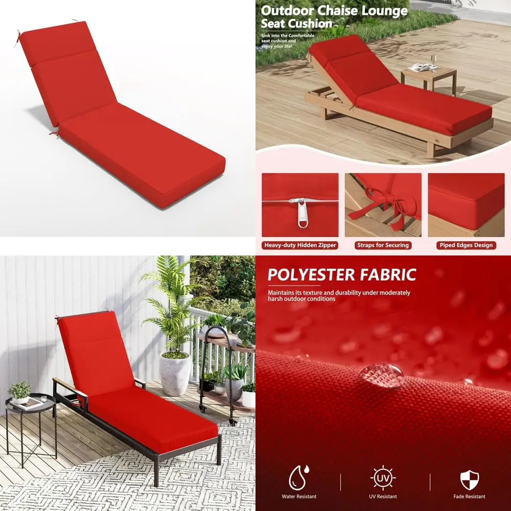 Water-Resistant Outdoor Chaise Lounge Cushion 72 L x 21 W x 4 D, High-Density Foam with UV Protection and Fade Resistance for Pa 
Water-Resistant Outdoor Chaise Lounge Cushion 72 L x 21 W x 4 D, High-Density Foam with UV Protection and Fade Resistance for Pa