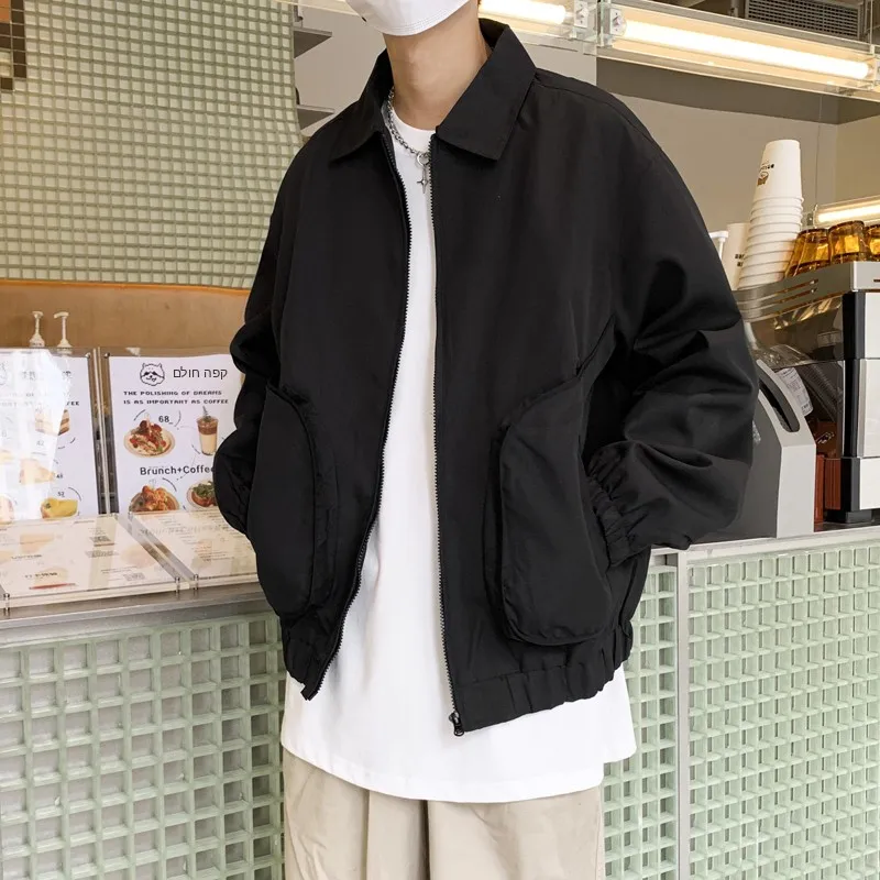 Loose Fit Casual Workwear Jacket for Men Street Style Loose Collar Black Jacket Top Spring Season Long Sleeve Youth Trend
Loose Fit Casual Workwear Jacket for Men Street Style Loose Collar Black Jacket Top Spring Season Long Sleeve Youth Trend
