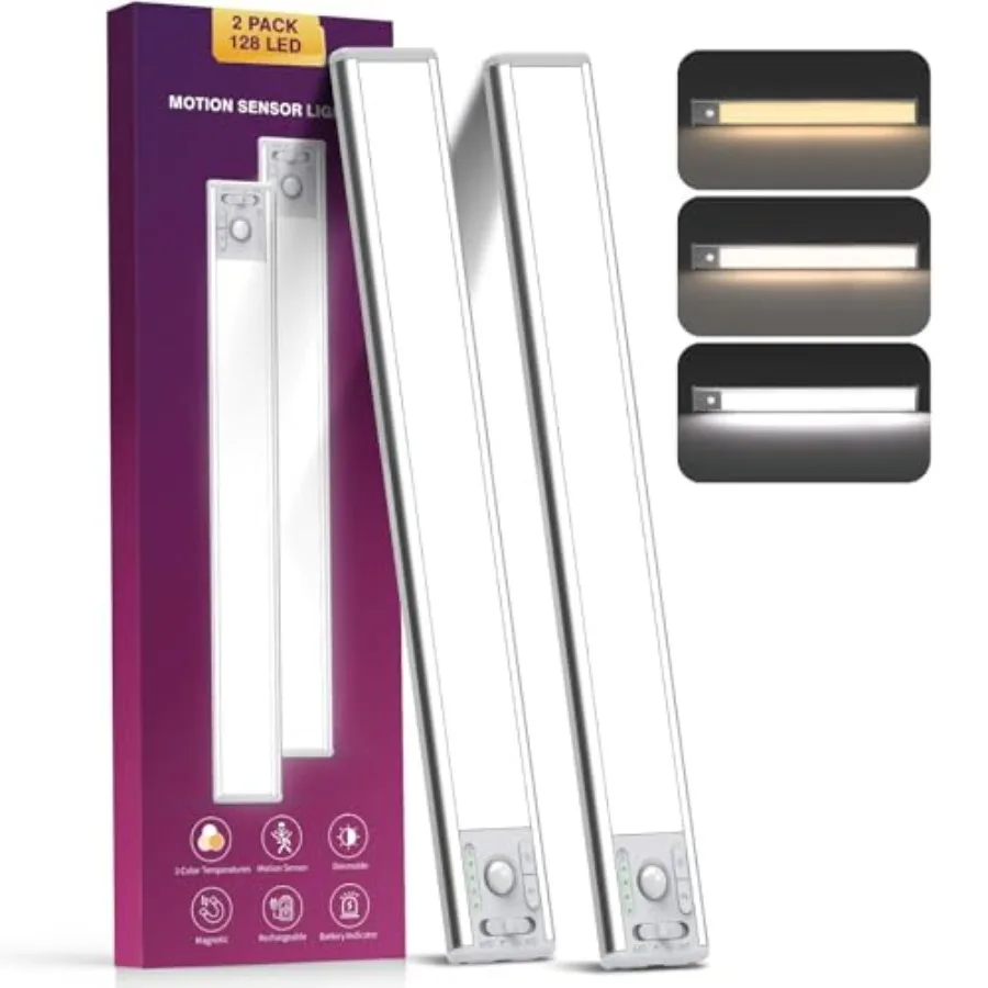 Under Cabinet Lighting with 3 Color Temps, 2 Pack Rechargeable Motion Sensor Lights Indoor, Dimmable Under Counter Lights for K
Under Cabinet Lighting with 3 Color Temps, 2 Pack Rechargeable Motion Sensor Lights Indoor, Dimmable Under Counter Lights for K