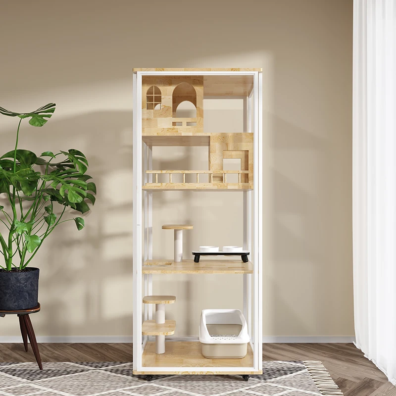 Luxury panoramic view does not occupy an area of cat cage cat villa with toilet integrated solid wood cabinet
Luxury panoramic view does not occupy an area of cat cage cat villa with toilet integrated solid wood cabinet