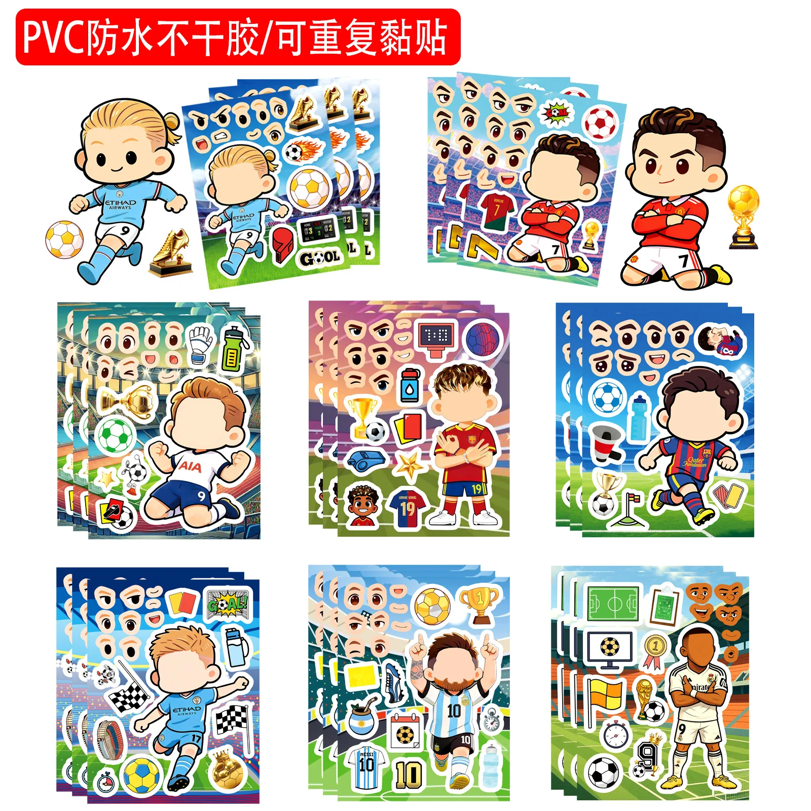8/16Sheets Cartoon Little Soccer Player Make A Face Puzzle Stickers, Educational DIY for Diary Helmet Skate Storage Box Decals
8/16Sheets Cartoon Little Soccer Player Make A Face Puzzle Stickers, Educational DIY for Diary Helmet Skate Storage Box Decals