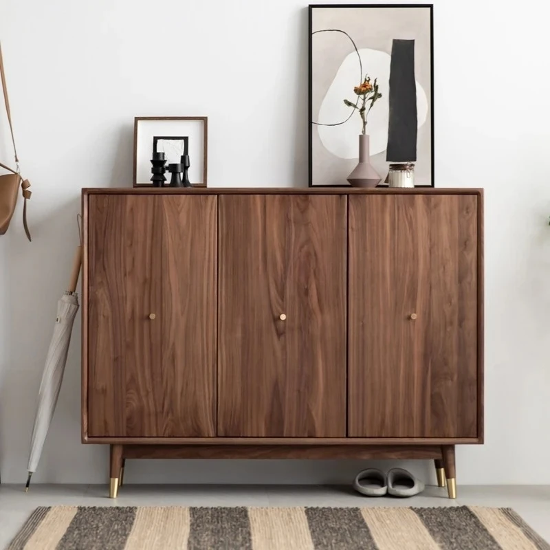 GGBlack walnut, solid wood shoe cabinet, three-door entrance foyer, locker,
GGBlack walnut, solid wood shoe cabinet, three-door entrance foyer, locker,