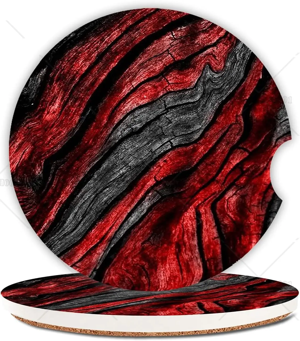 Black Red Wood Grain Ceramic Cup Holders Car Coasters for Unisex Drink Cup Car Holder Coasters with A Finger Notch 2.56in
Black Red Wood Grain Ceramic Cup Holders Car Coasters for Unisex Drink Cup Car Holder Coasters with A Finger Notch 2.56in