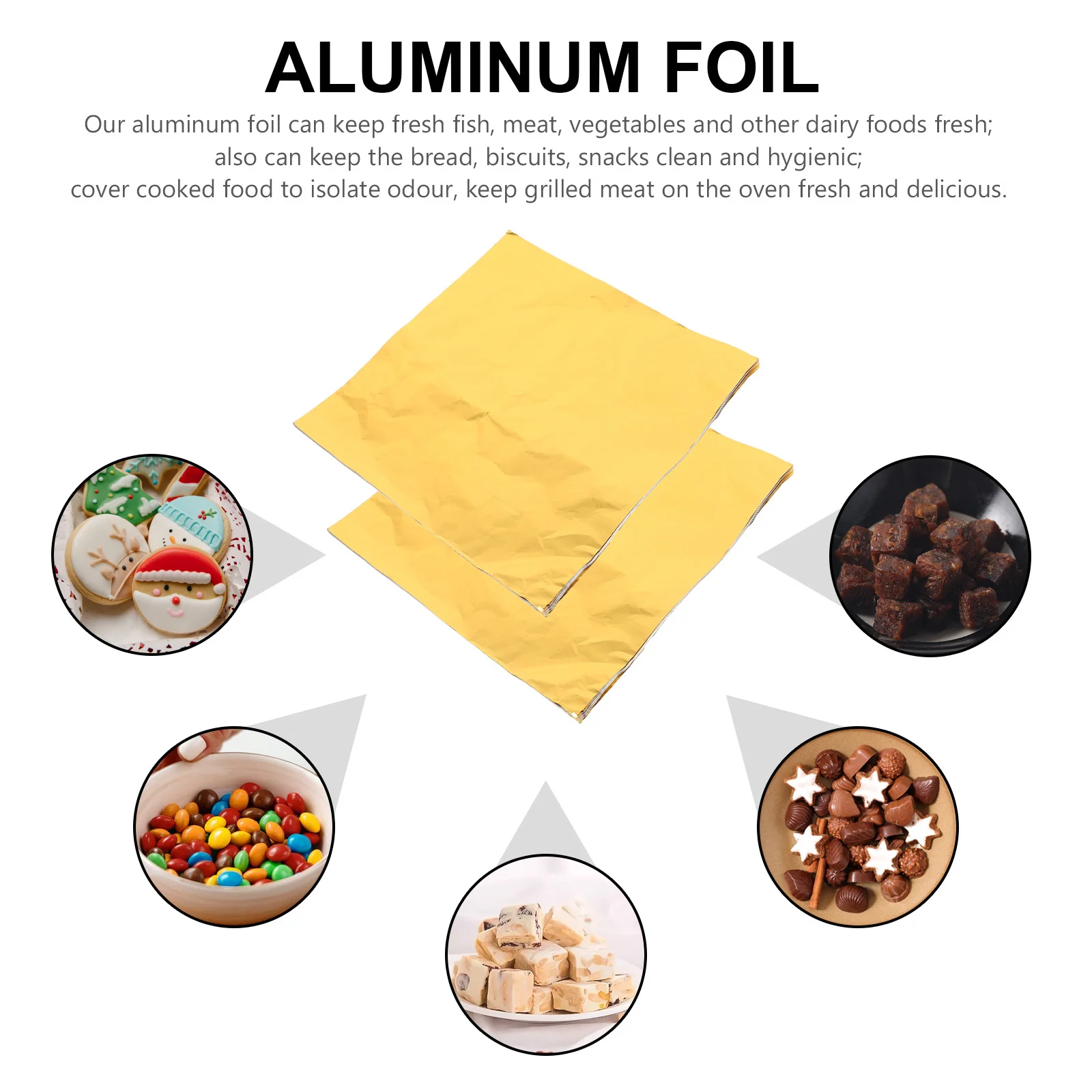 100Pcs Food Packaging Aluminum Foil Safe Use Outdoor Bbq Kitchen Fresh Meat Fish Vegetable Cooking Wrap 
100Pcs Food Packaging Aluminum Foil Safe Use Outdoor Bbq Kitchen Fresh Meat Fish Vegetable Cooking Wrap