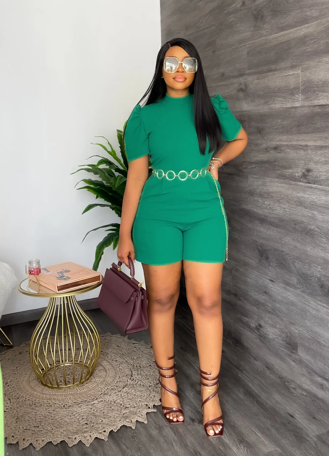 Summer Short Jumpsuit Women Fashion African Office Ladies Solid Puff Sleeve Sashes Slim Jumpsuit Women
Summer Short Jumpsuit Women Fashion African Office Ladies Solid Puff Sleeve Sashes Slim Jumpsuit Women