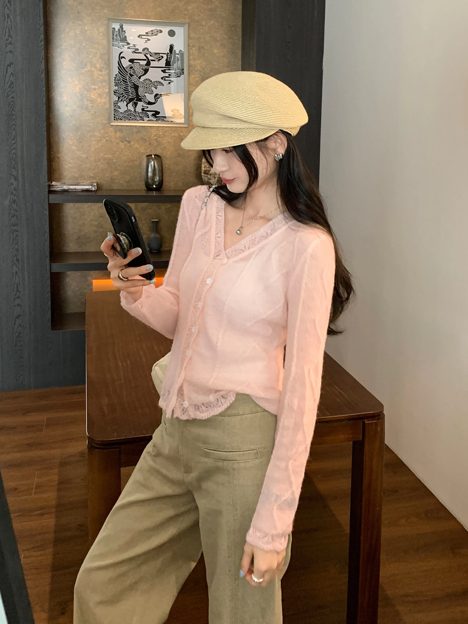 Pink V-Neck Knitted Sweater Coat Women's Autumn Winter Outerwear Inner Match High-End Sensation Long Sleeve Fashionable Cardigan
Pink V-Neck Knitted Sweater Coat Women's Autumn Winter Outerwear Inner Match High-End Sensation Long Sleeve Fashionable Cardigan