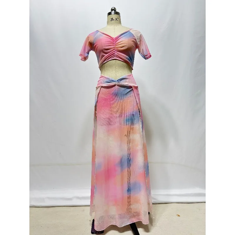 Платье для танца живота по индивидуальному заказу, комплект одежды для продвинутых выступлений, длинное платье с принтом тай-дай, сетчатый тренировочный наряд, топ и юбка, 2 шт.
Платье для танца живота по индивидуальному заказу, комплект одежды для продвинутых выступлений, длинное платье с принтом тай-дай, сетчатый тренировочный наряд, топ и юбка, 2 шт.