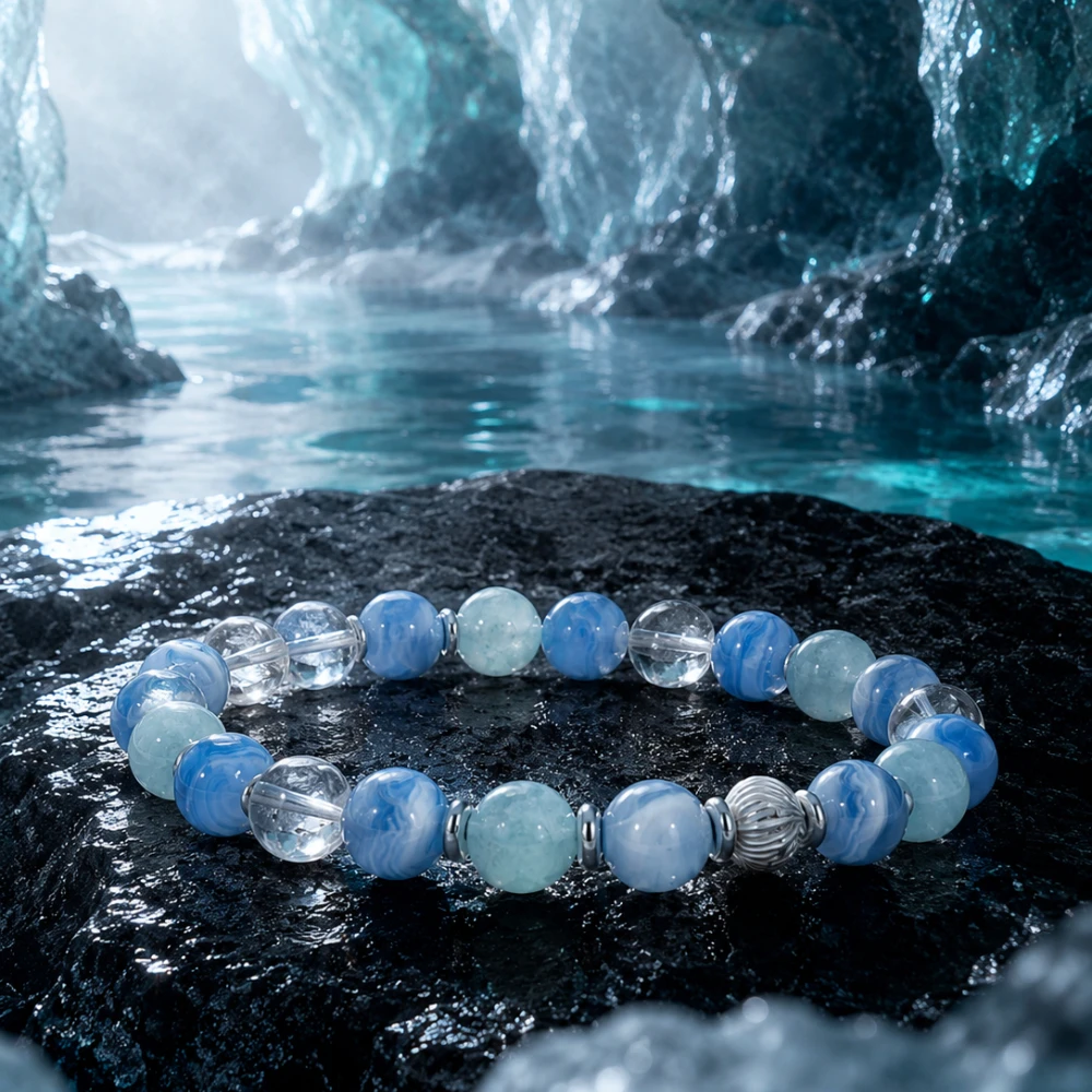 Natural Aquamarine Blue Lace Agate Bracelet for Men Women, Clear Quartz Beaded Jewelry Gift
Natural Aquamarine Blue Lace Agate Bracelet for Men Women, Clear Quartz Beaded Jewelry Gift