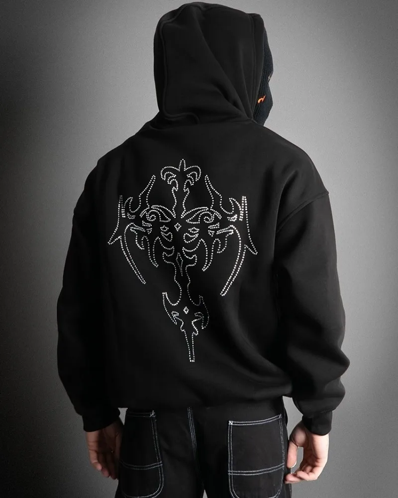 Vintage black hoodie personality design Diamond embellish men hoodie Hip Hop Harajuku street style couple oversized sweatshirt
Vintage black hoodie personality design Diamond embellish men hoodie Hip Hop Harajuku street style couple oversized sweatshirt
