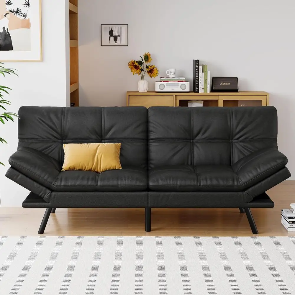 Черный диван-кровать из искусственной кожи с эффектом памяти, регулируемой спинкой, подлокотниками и многофункциональным использованием для небольших помещений
Черный диван-кровать из искусственной кожи с эффектом памяти, регулируемой спинкой, подлокотниками и многофункциональным использованием для небольших помещений