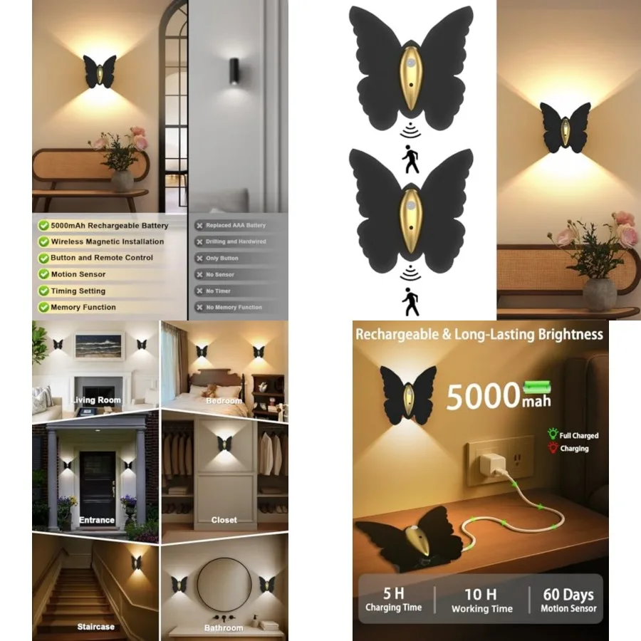 Battery Operated Wall Sconce Set of 2: 5000mAh Rechargeable Motion Sensor Night Light Wireless Wall Sconces Magnetic Closet Lig
Battery Operated Wall Sconce Set of 2: 5000mAh Rechargeable Motion Sensor Night Light Wireless Wall Sconces Magnetic Closet Lig