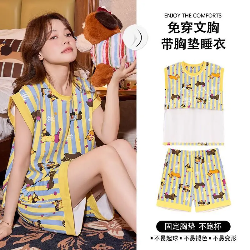 Женский пижамный комплект: майка и шорты, летняя одежда для сна, домашняя одежда из двух предметов, простая летняя домашняя одежда больших размеров для женщин
Женский пижамный комплект: майка и шорты, летняя одежда для сна, домашняя одежда из двух предметов, простая летняя домашняя одежда больших размеров для женщин