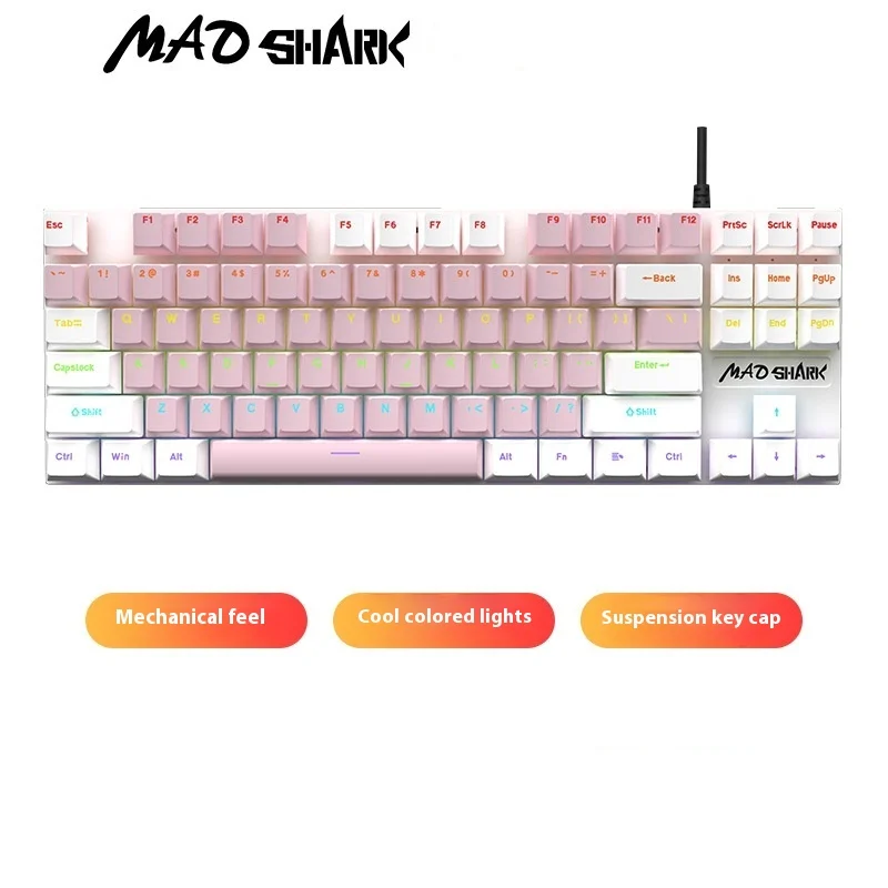 Игровая механическая клавиатура Mad Shark с 87 клавишами, без ударов, с Rgb подсветкой, эргономичный материал АБС, модные сочетания цветов
Игровая механическая клавиатура Mad Shark с 87 клавишами, без ударов, с Rgb подсветкой, эргономичный материал АБС, модные сочетания цветов