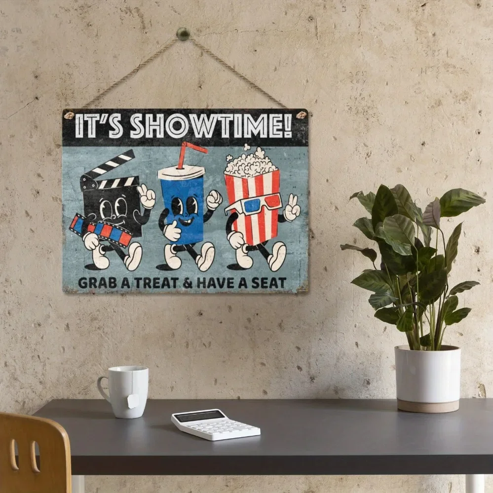 Vintage Movie-Themed Sign - 'It'S Showtime! Grab A Treat & Have A Seat' - Wall Art for Home,Weatherproof with Pre-Drilled Holes
Vintage Movie-Themed Sign - 'It'S Showtime! Grab A Treat & Have A Seat' - Wall Art for Home,Weatherproof with Pre-Drilled Holes
