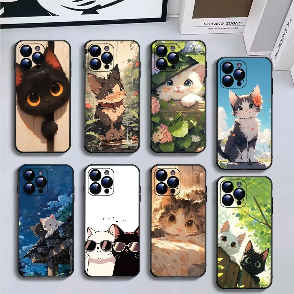 Cat Cute Kitten Cartoon Phone Case For iPhone16,15,14,13,12,11 Plus,Pro Max,XS,X,XR,SE,Mini,8,7,Soft Black Cover 
Cat Cute Kitten Cartoon Phone Case For iPhone16,15,14,13,12,11 Plus,Pro Max,XS,X,XR,SE,Mini,8,7,Soft Black Cover