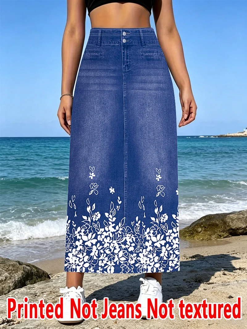 Non-denim fabric, denim print Spring and summer new women's non-denim fabric Non-denim printed skirt High-waist slimming Casual
Non-denim fabric, denim print Spring and summer new women's non-denim fabric Non-denim printed skirt High-waist slimming Casual