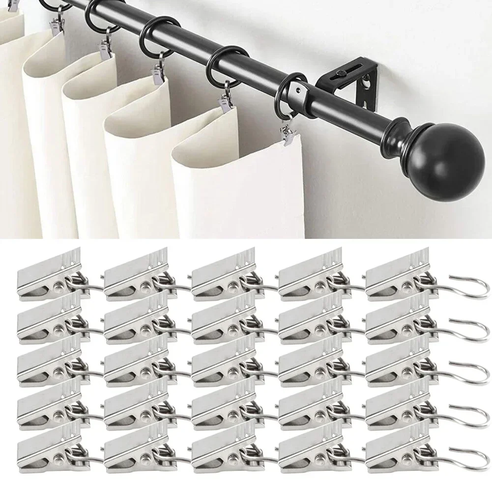 20/50/100pcs Curtain Clips Hook Stainless Steel Hooks Bathrrom Curtain Rod Clips Holder For Living Room Bedroom Home Decoration
20/50/100pcs Curtain Clips Hook Stainless Steel Hooks Bathrrom Curtain Rod Clips Holder For Living Room Bedroom Home Decoration