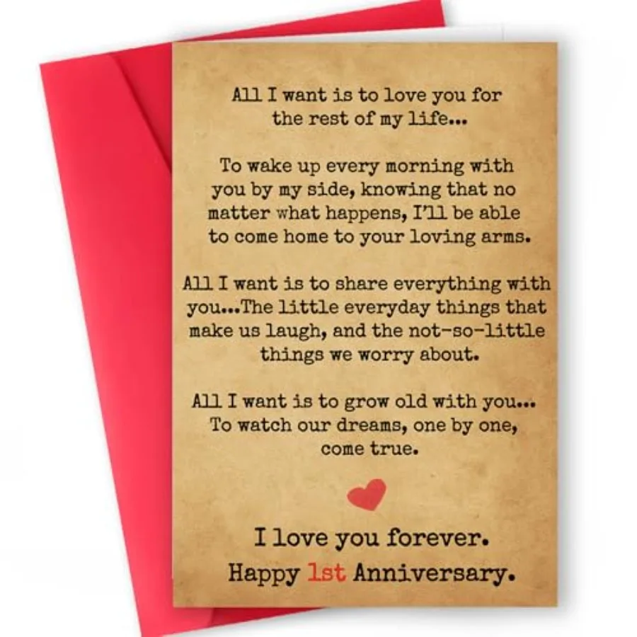 Romantic 1 Year Anniversary Card and Gift Ideas for Boyfriend, Girlfriend, Husband, Wife, Men and Women 1st Year "Love Letter"
Romantic 1 Year Anniversary Card and Gift Ideas for Boyfriend, Girlfriend, Husband, Wife, Men and Women 1st Year "Love Letter"