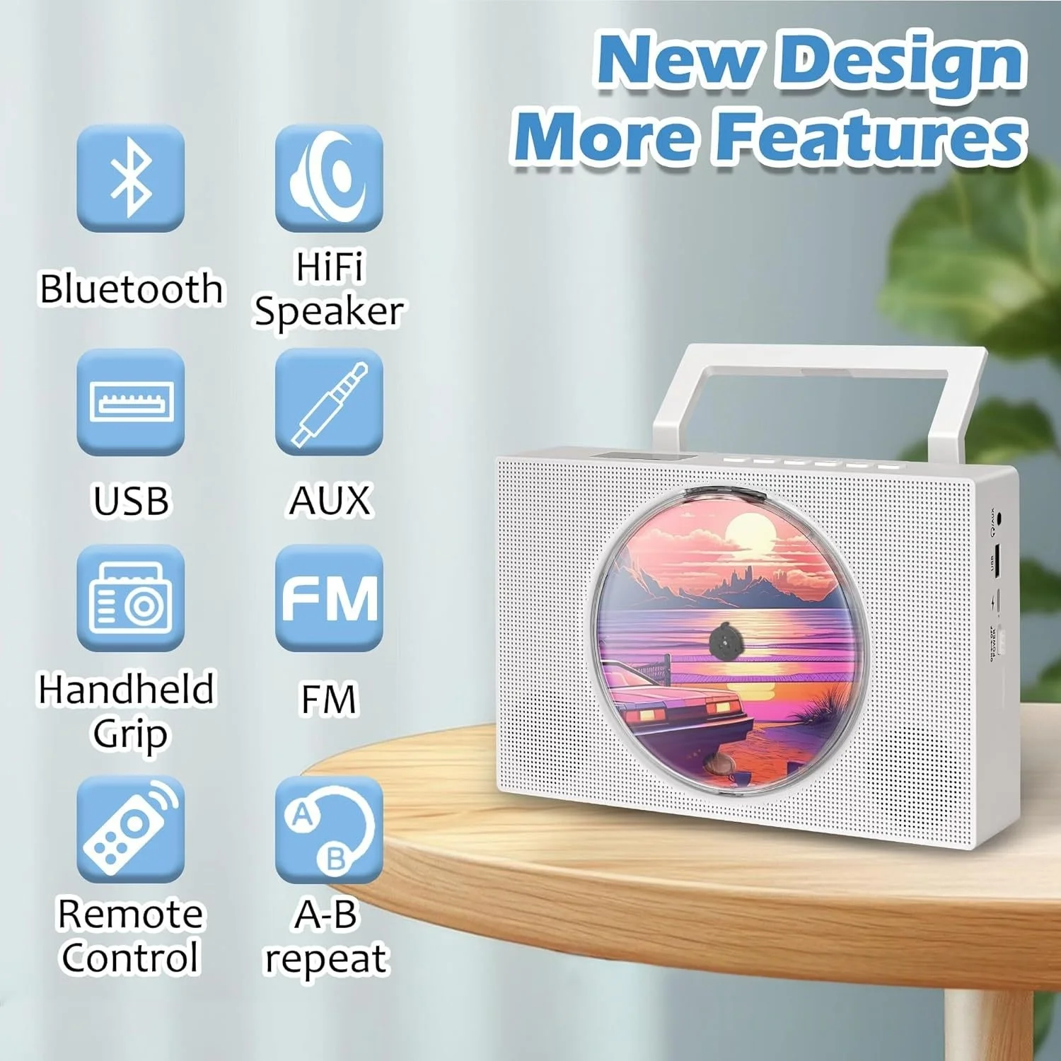 Portable CD Player with Bluetooth Built-in HiFi Speakers for Home with Remote Control Support AUX/USBFM Radio Headphone Jack
Portable CD Player with Bluetooth Built-in HiFi Speakers for Home with Remote Control Support AUX/USBFM Radio Headphone Jack