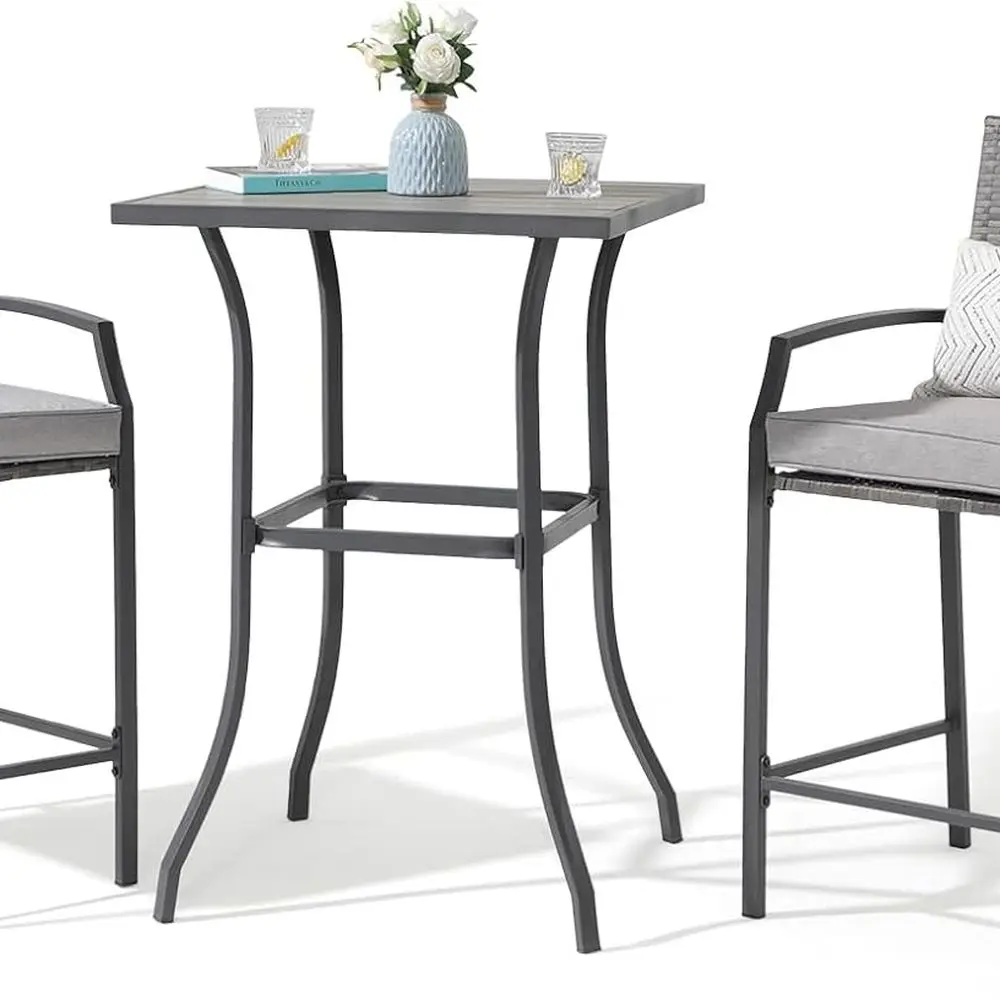 Patio Bar Set, All-Weather Wicker High Top Outdoor Table and Chairs, 2 Height Rattan Bar Stools with Wood Grain Top Coffee Table
Patio Bar Set, All-Weather Wicker High Top Outdoor Table and Chairs, 2 Height Rattan Bar Stools with Wood Grain Top Coffee Table