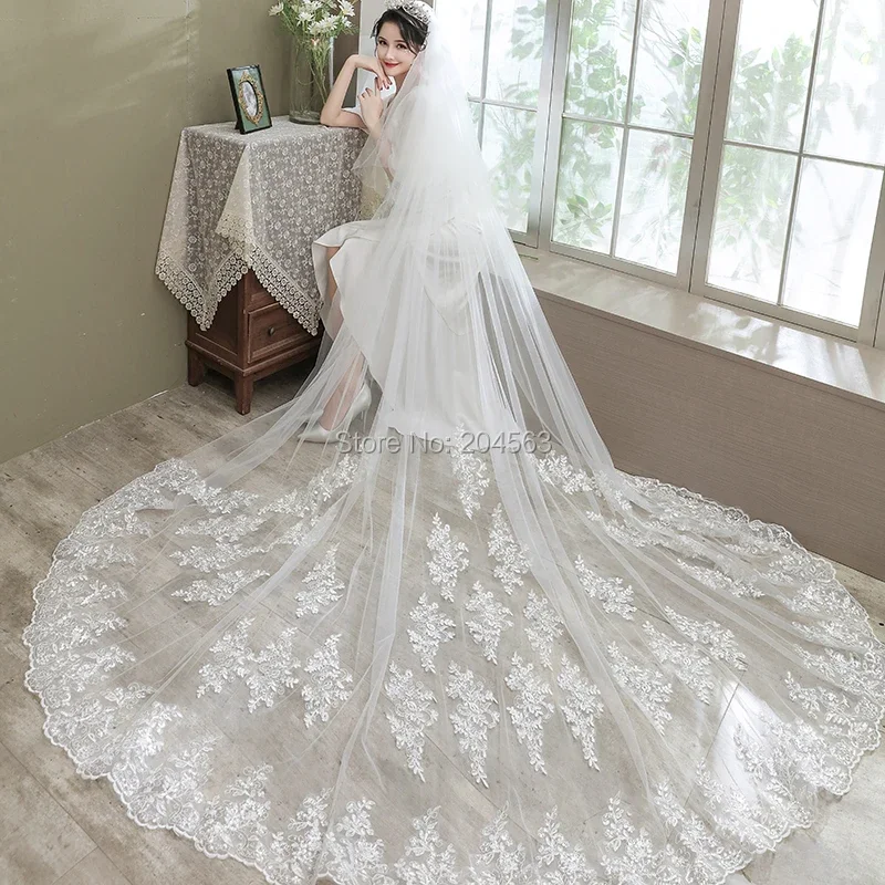Superior Quality! Custom Two-Layer New Arrive Romantic Lace Wedding Veil Stunning Long Bridal Veils with Comb 3M 4M 5M
Superior Quality! Custom Two-Layer New Arrive Romantic Lace Wedding Veil Stunning Long Bridal Veils with Comb 3M 4M 5M