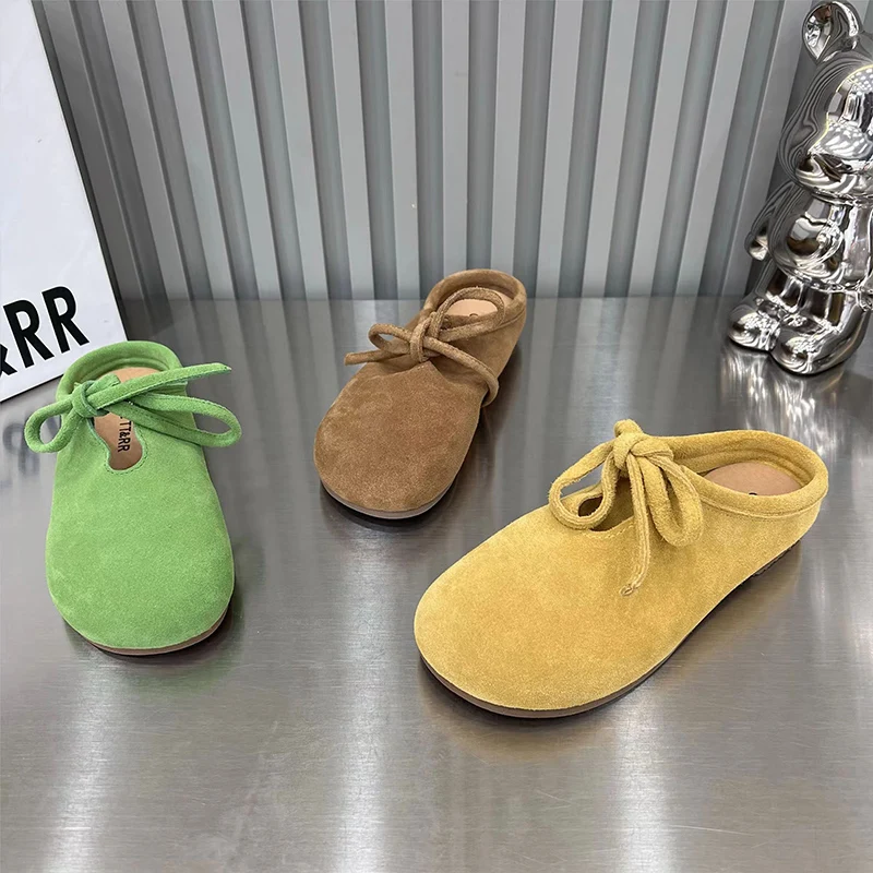 Suede Women Flats Slippers Designer Bow Mules Shoes Autumn Casual Slingback Shoes New Trend 2024 Walking Cozy Zapatillas Ladies
Suede Women Flats Slippers Designer Bow Mules Shoes Autumn Casual Slingback Shoes New Trend 2024 Walking Cozy Zapatillas Ladies