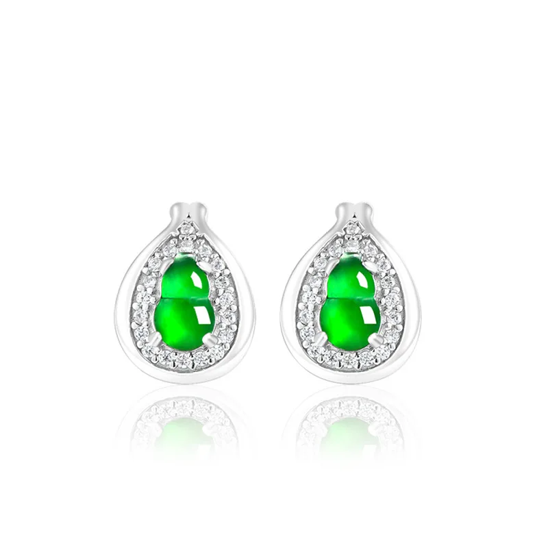 S925 Silver Inlaid Natural A-grade Jade Gourd Yang Green Ice Jadeite Earrings Fashionable Jewelry For Women's Gifts Drop Ship
S925 Silver Inlaid Natural A-grade Jade Gourd Yang Green Ice Jadeite Earrings Fashionable Jewelry For Women's Gifts Drop Ship