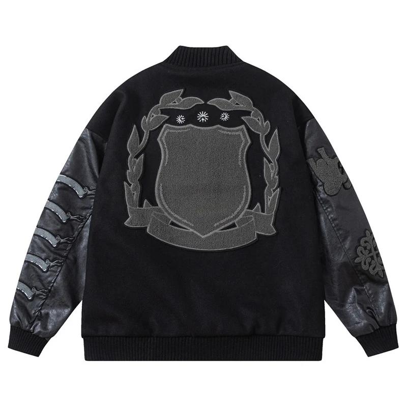 Embroidered Baseball Jacket Men's Dark Street Patchwork Hip-hop Leather Sleeves Top Fashion Single Breasted Couple Printed Coat
Embroidered Baseball Jacket Men's Dark Street Patchwork Hip-hop Leather Sleeves Top Fashion Single Breasted Couple Printed Coat